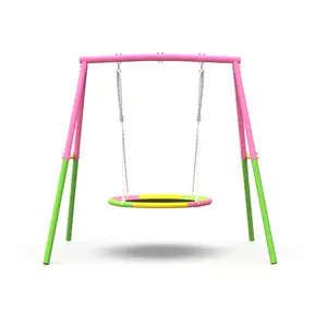 Flying Saucer Swing Set with Heavy Duty A-Frame Metal Swing Stand, Full Steel, Outdoor for Kids, Backyard, Playground, Outdoor