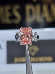 Beautiful Radiant rings 🔥 Center Fancy Vivid Pink 5CT 💎