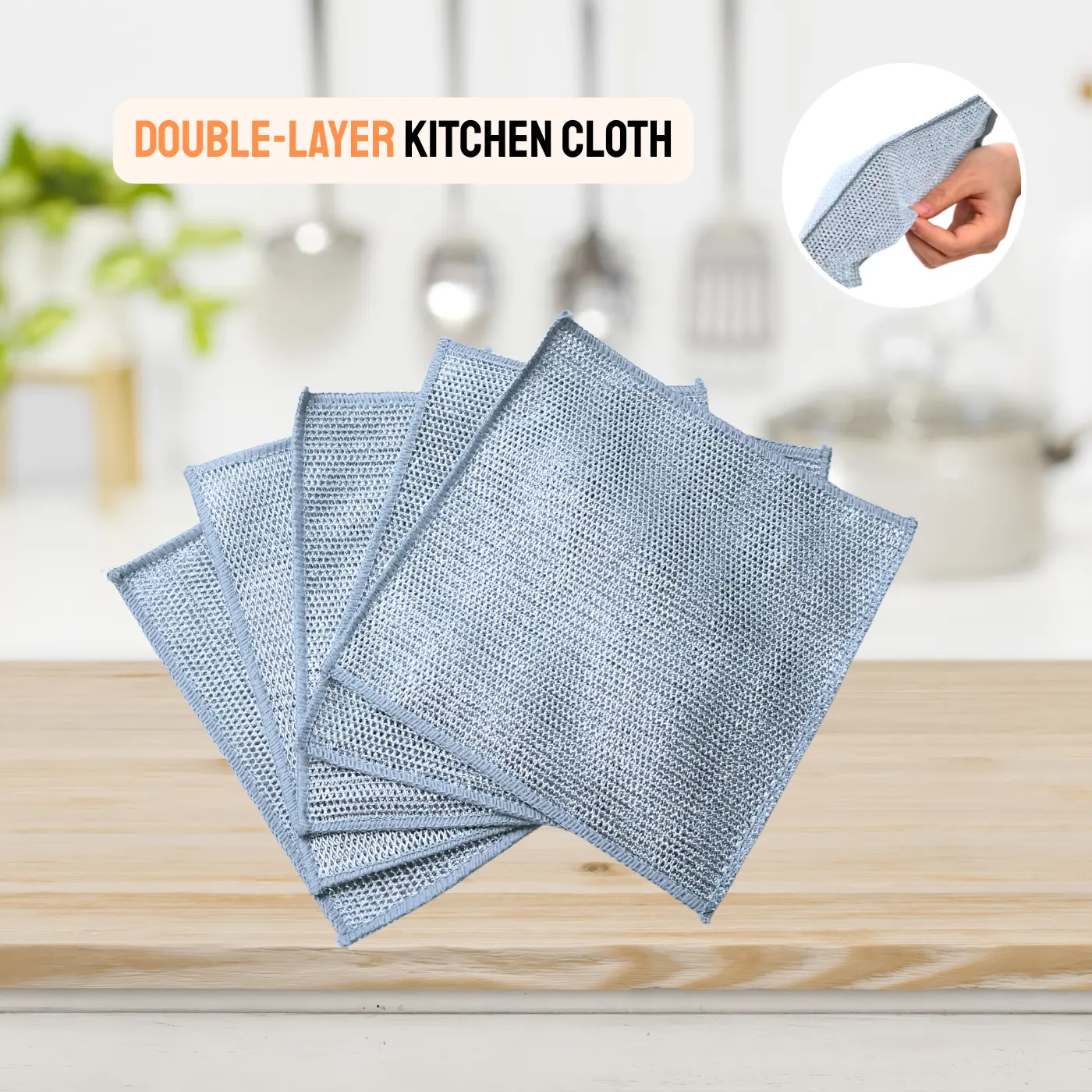 Multipurpose Wire Miracle Cleaning Cloths,2025 New Scrubbing Wire Dishwashing Rags, Non-Scratch Kitchen Wire Dishcloth Rag for Cookware, Double- Layer Steel Wire Cleaning Cloths Scrubs Cleans for Dishes,Time-Saver Kitchen Wipes Multipurpose Cleaning Pads