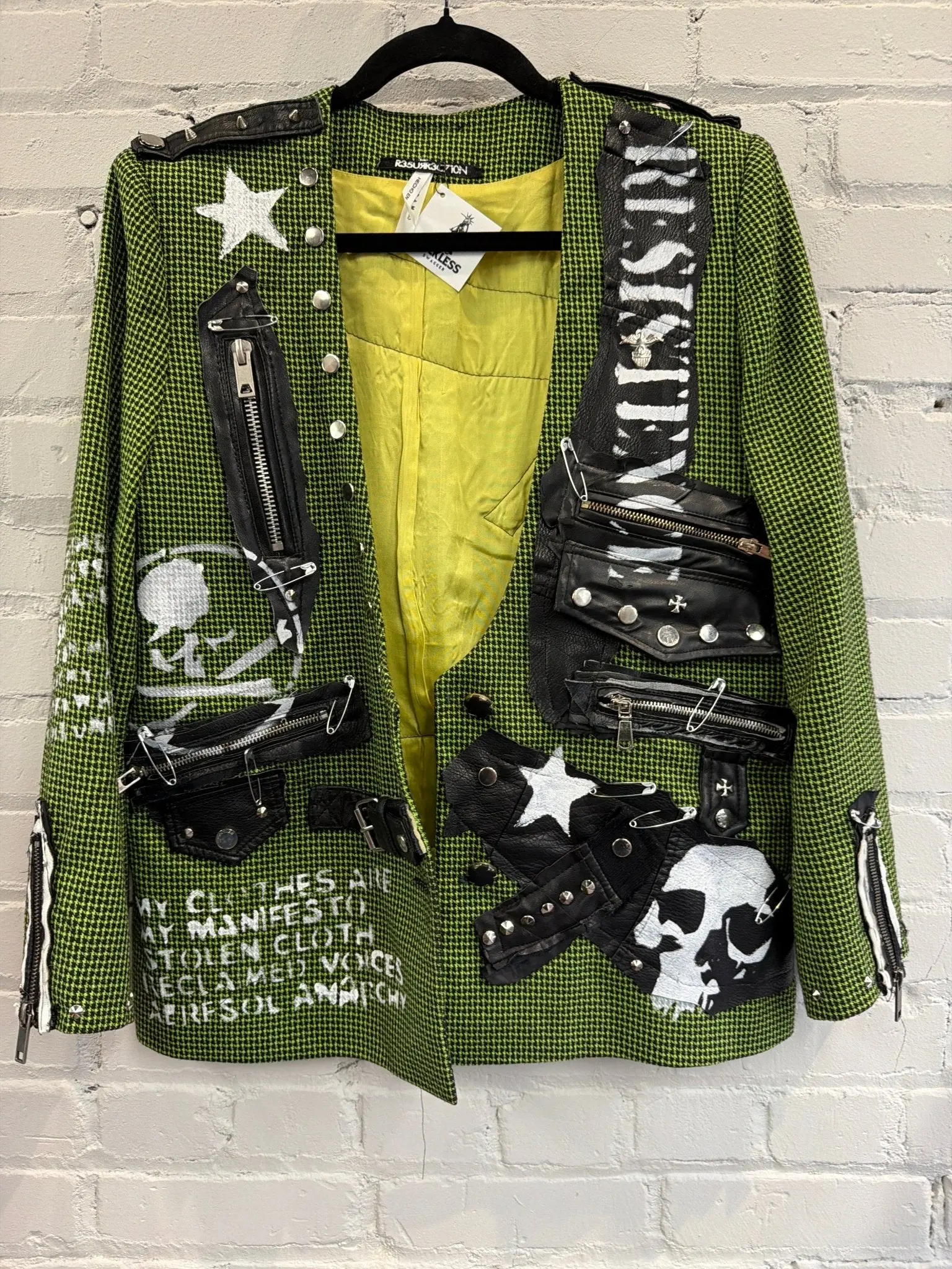 Green Checkered Zip Punk blazer