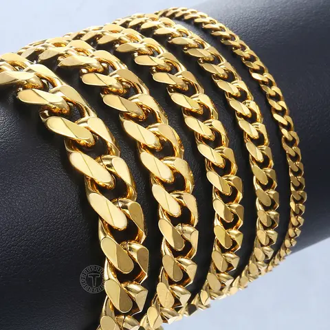 3/5/7/9/11mm Mens Womens Bracelet Curb Cuban Link Chain Stainless Steel Chains Jewelry for Men Women Fashion Gifts 7-11inch