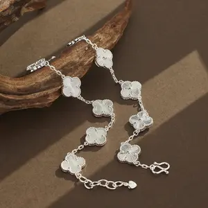 Elegant Four Leaf Clover Bracelet Women Rhinestone Sparkle Cute Trendy Tennis Bangle Dainty Vintage Minimalist Friendship Jewelry Gift