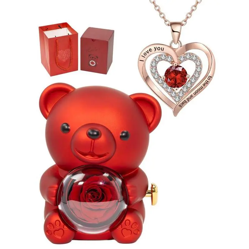 Heart Shaped Rhinestone Decor Pendant Necklace with Rose Flower Gift Box, Elegant Jewelry for Women for Party, Daily Decor, Trendy All-match & Exquisite Jewelry for Birthday Gift, Mother's Day Gifts, Gift Set for Mothers, Gifts for Her Heart Shaped Rhinestone Decor Pendant Necklace with Rose Flower Gift Box, Elegant Jewelry for Women for Party, Daily Decor, Trendy All-match & Exquisite Jewelry for Birthday Gift, Mother's Day Gifts, Gift Set for Mothers, Gifts for Her