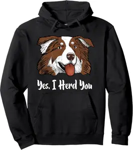 Aussie Red Tri Australian Shepherd Yes I Herd You Pullover Hoodie