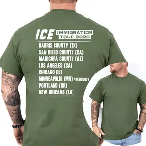 ICE Immigration Tour 2026 T-Shirt, Funny ICE Graphic Tee, Humor Apparel, Ironic Tshirt, Casual Menswear, For Men