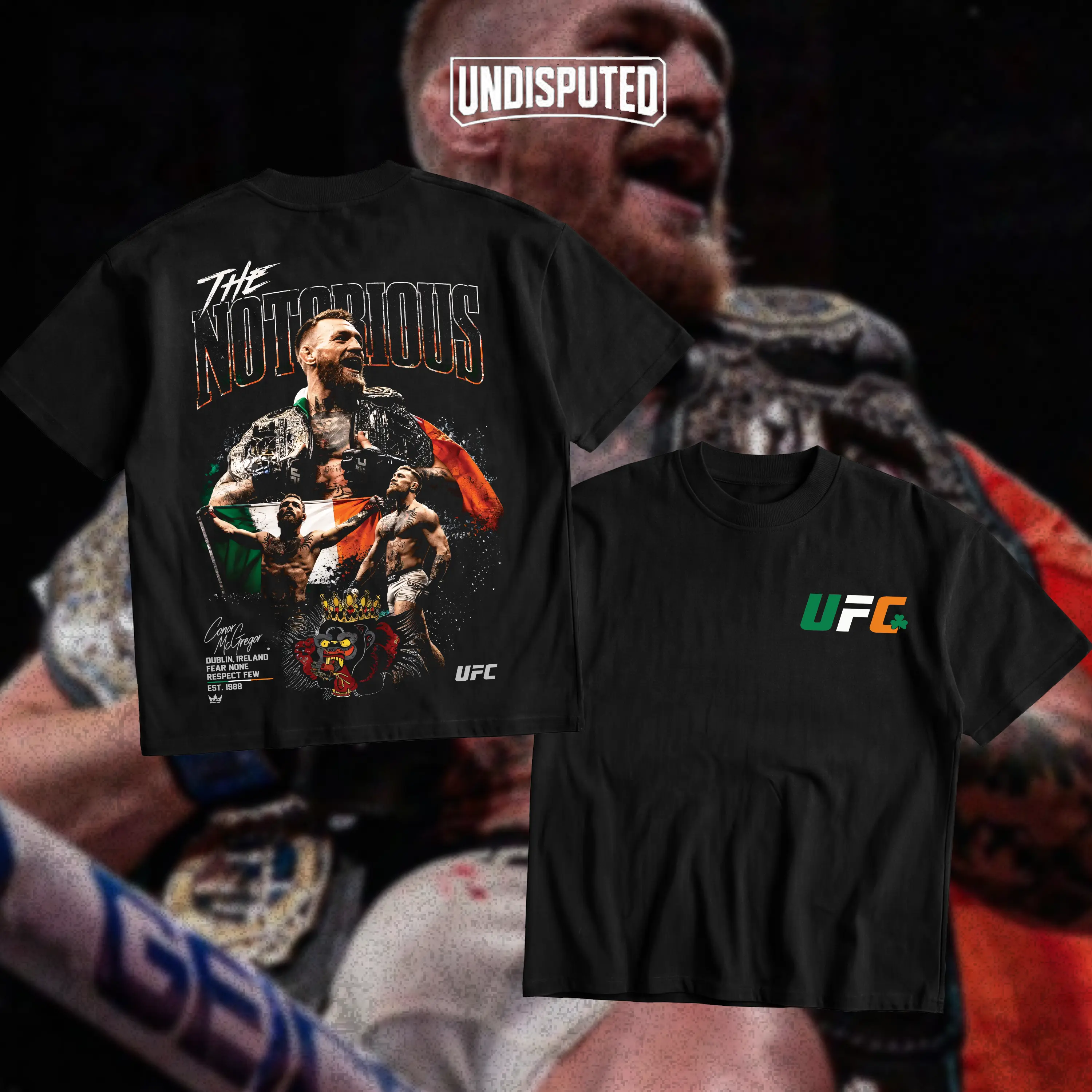 UNDISPUTED Conor "The Notorious" McGregor Heavy Cotton T-shirt UFC Pound For Pound Shirt MMA Fan Apparel Pump