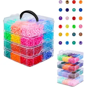 4800 count Pony Beads, 24 Colors Plastic Bead Bulk for Creating Bracelets Crafts Hair Beads Kandi Friendship  DIY Making, Craft Days Gifts, Boxed Easy to Store (24 Assorted Colors)
