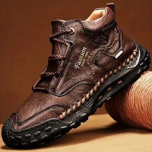 Men's High Top Boots - Durable Lace-Up, All Season Microfiber Synthetic Footwear, Rubber Sole, Great for Hiking and Outdoor Activities, Hiking Boots