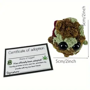 Wild Grass Walnut Plush Toy With Adoption Certificate - Handmade Fabric Amigurumi Toy, A Novelty Gift For A Best Friend, Unique And Requires No Batteries - Includes Customizable Adoption Card