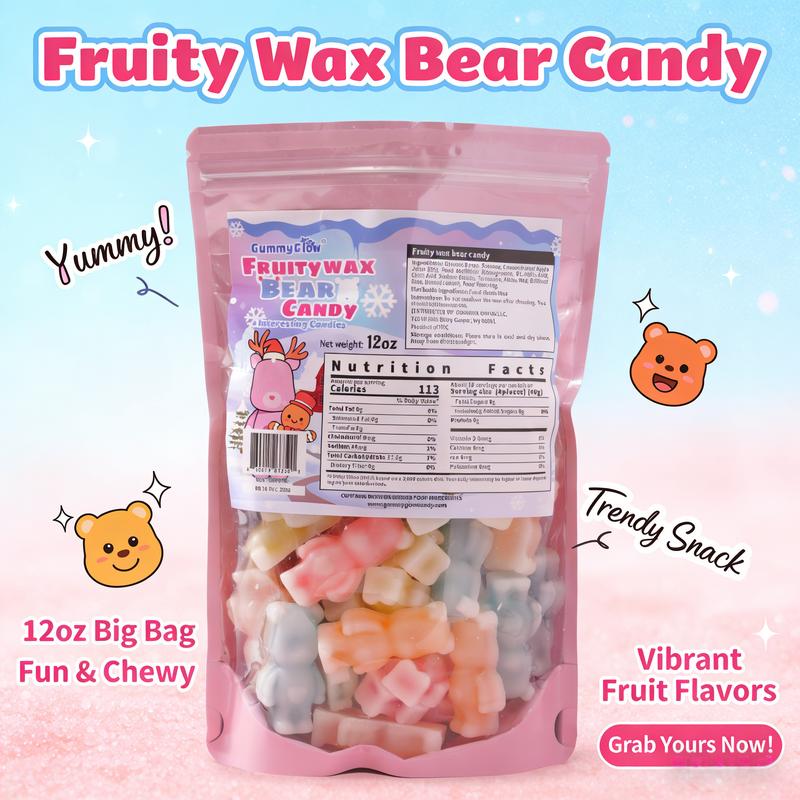 Brand New Upgrade!!! FruityWax Bear Candy 12oz Pack Five Flavors Wax Upgrade Bear Shape Retro Party Treats ASMR Sweet Bonbon Snack() Fruitsnacks Viral Candy Wax Candy Bombs