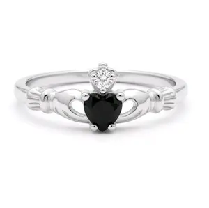 Sterling Silver Onyx Claddagh Ring
