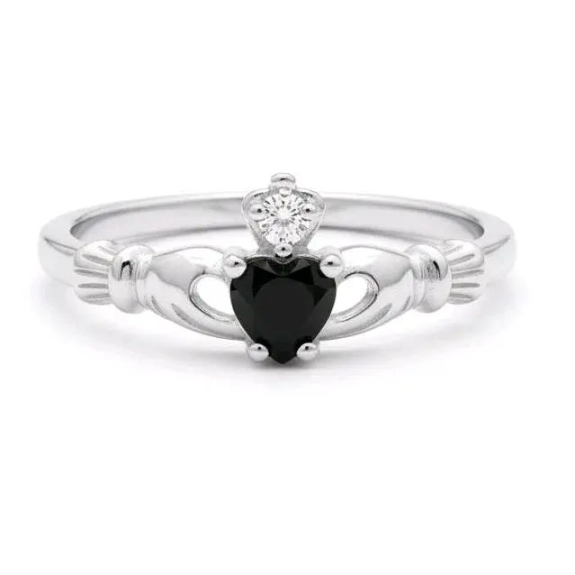 Sterling Silver Onyx Claddagh Ring