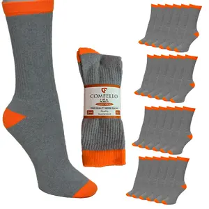 COMFELLO Men's 90% Cotton Crew Work Socks: End Foot Fatigue! Cushioned, Heavy-Duty, No-Slip, Ultra-Durable Boot Socks for Long Shifts & Construction. Socks Size 10-13 - Menswear