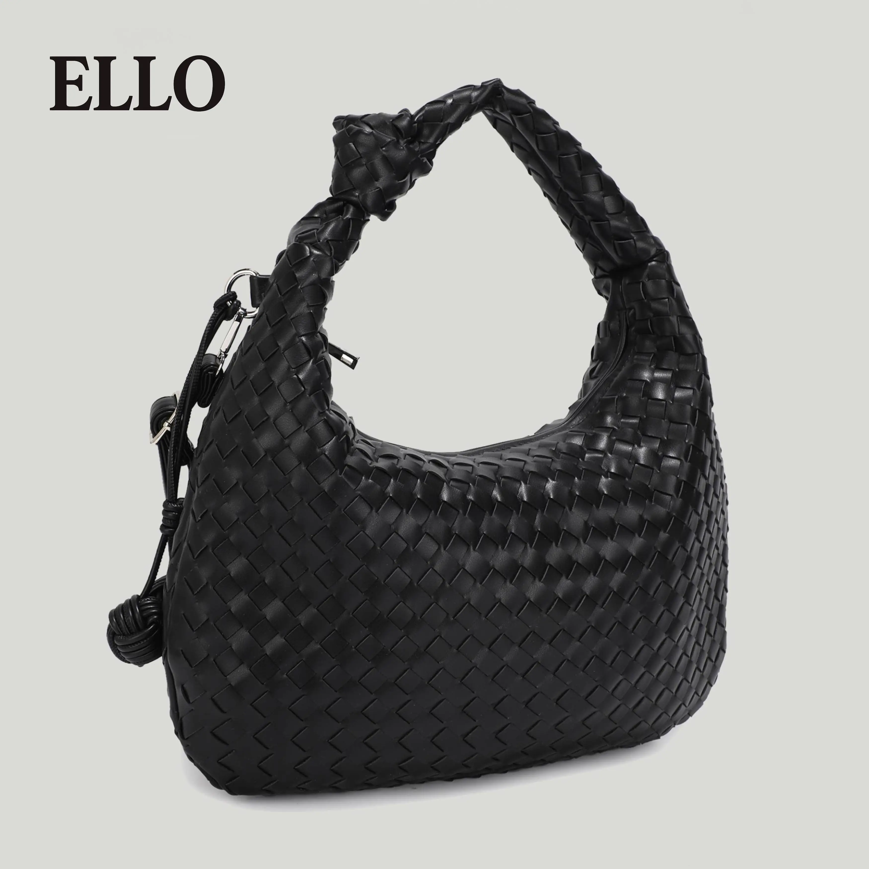 Live party ELLO Women's Red Woven Half-Moon Bag - Elegant, Large Capacity, Stylish & Versatile Design with Unique Braided Texture Textured Handbag Rai