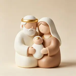 11x12.5cm Christmas Easter Festival Decor, Minimalist Resin Figurine, Jesus Birth Manger Scene Statue, Religious Home Room Desk Decoration