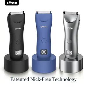 Enssu Patented Nick-Free Body & Ball Trimmer for Men - Safe Ceramic Blade Groin Groomer, Waterproof Rechargeable Cordless Men's Body Hair Trimmer with Replaceable Heads for Beard, Eyebrow & Daily Use