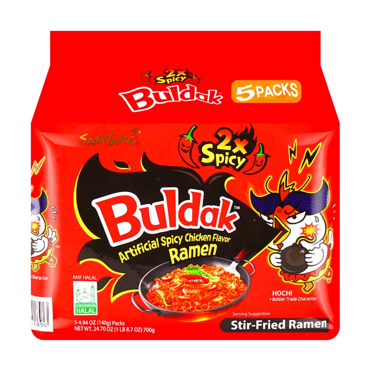 Samyang Buldak Carbo Korean Spicy Hot Chicken Stir-Fried Noodles,Various flavors available, 5 packs Food Instant