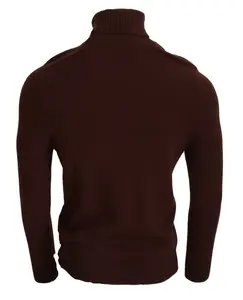 Paolo Pecora Milano Bordeaux Wool Turtleneck Pullover Sweater