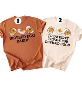 Funny Deviled Eggs Matching Couples Shirt, Funny Thanksgiving Matching Couples Comfort Color Shirt, Matching Husband Wife Fall Shirt