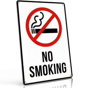 8x12 Inch Aluminum "No Smoking" Metal Sign – Clear Red/Black Safety Wall Art for Business, Public Spaces & Home. High-Contrast Design, Easy to Read & Rust-Free. Perfect for Enforcing Smoke-Free Policies.