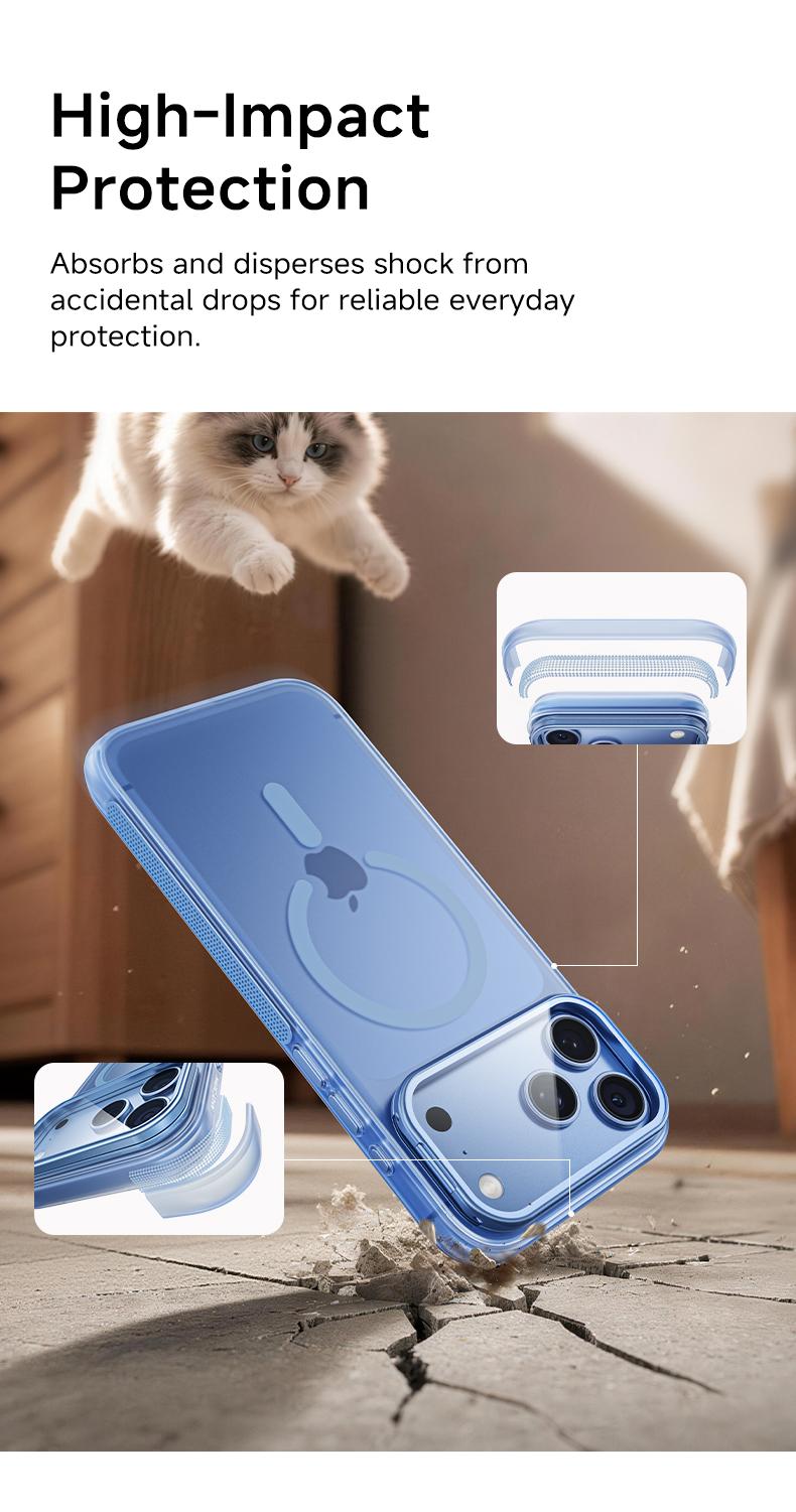 MAGIC JOHN Case for iPhone 17 Pro Max, Magnetic Case with Comfortable Non-Slip Grip, 180° Multi-Angle Camera Stand, MagSafe Compatible, Full Camera Lens & Camera Control Protection