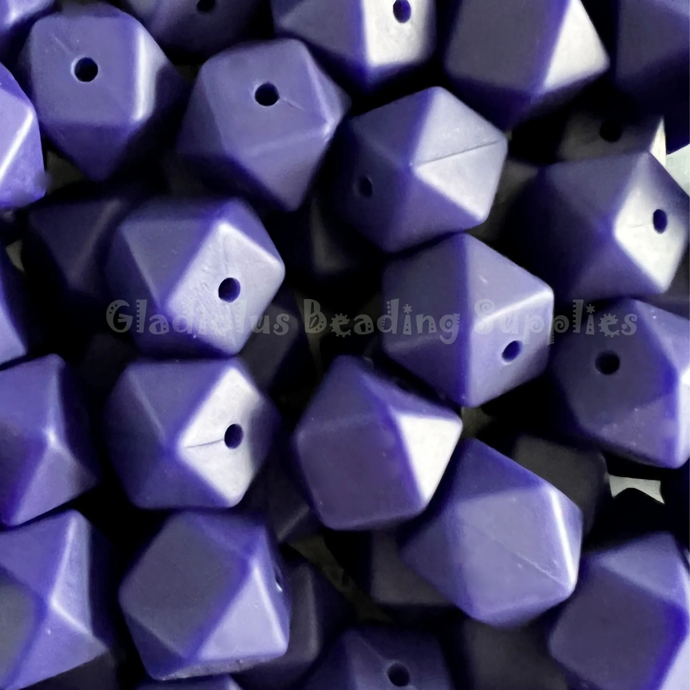 14mm Deep Blue Hexagon Silicone Bead - Loose - Crafting Supplies - Beading Supplies