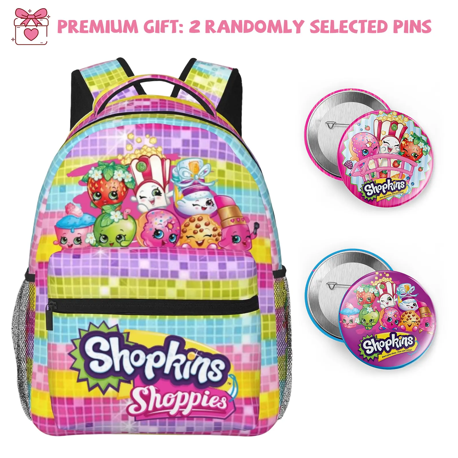 Shopkins Backpack Shopkins cartoon Large Laptop Backpack Shopkins Shoppies Lightweight Backpack Casual Daypack School Bag for Kids Teen Boy Girl