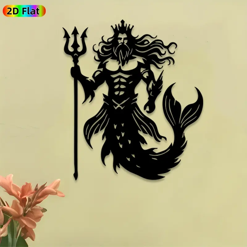 1pc Poseidon Metal Wall Art,Poseidon Statue Mural, Ideal Gift for New Year, Easter, Mythology Enthusiasts, Weather-Resistant Metal Wall Decor Wall Sculptures, Perfect for Patio Wall & Garden Fence, Mythology Decor Enthusiasts