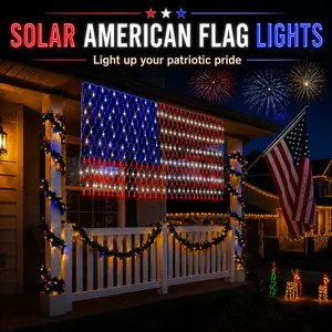 Solar led flags for home garden decor memorial day decoration, outdoor waterproof durable patriotic american flag yard stake lights for 4th of July independence day party supplies, lawn patio decor gift USA
