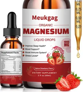 Magnesium Glycinate Liquid - 1000mg Liquid Magnesium Complex Supplement with Bromelain, D3, B6 & K2 - Magnesium Glycinate 500mg for Calm Mood/Muscle & Sleep, Strawberry Flavor, 2fl Oz