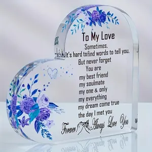 Heart Shaped Plaque 1pc Romantic Souvenir Gift for Girlfriend Boyfriend Wife Husband Perfect Valentines Day Christmas Birthday Home Office Desk Decoration