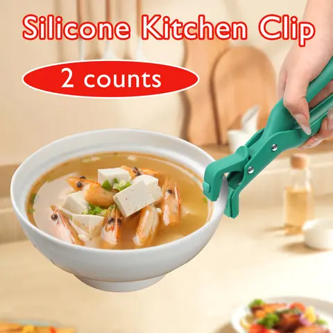 2 Counts Hot Plate Gripper, Red and Green Clips for Hot Pan Safety