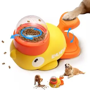 2-in-1 interactive pet toy automatic feeder cartoon duck shaped pet snack slow feeder for dog training - no battery required