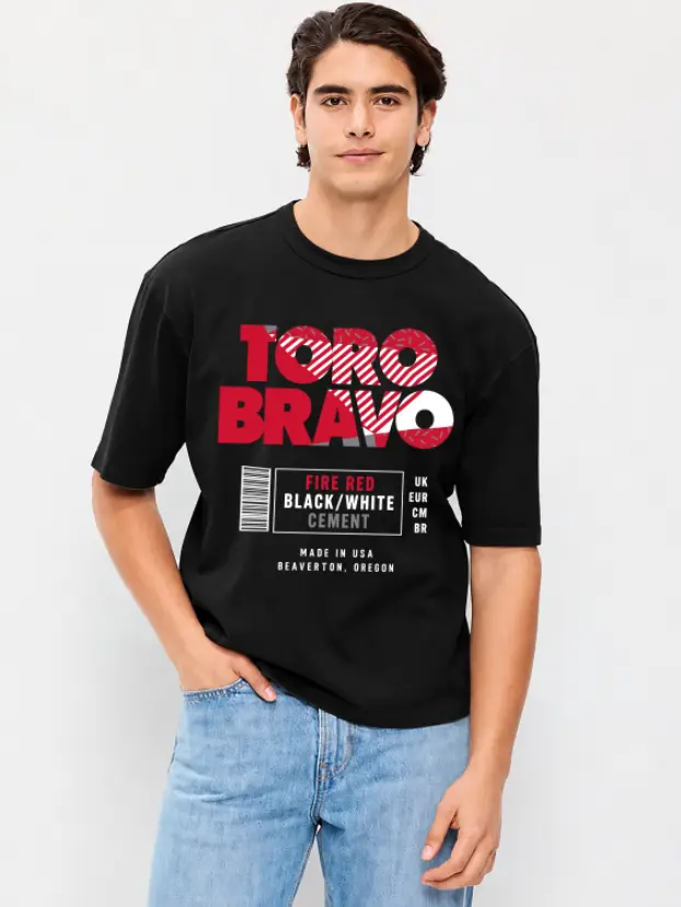Sneaker Label Shirt Black to Match AJ 4 Toro Bravo, Shirt To Match Sneaker, Sneaker Match Tee