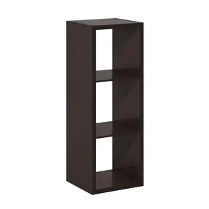 3-Cube Thick-Frame Modern Composite Wood Bookshelf Rack, Reversible Open-Back Cubicle Bookcase, 14.6x15.9x44in, for Living Room, Home Office