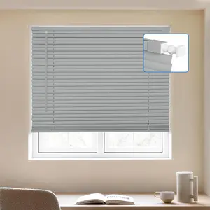 MYshade No-Drill Cordless Horizontal Mini Blinds – 33" W x 64" H Tool-Free Inside Mount Window Blinds with 1" Vinyl Slats, Light Filtering & Privacy, Child & Pet Safe, Gray