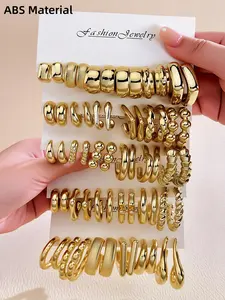 Elegant Women's Ring Earrings Set, Glamour Set, 12-60pcs Non-Fading Daily Wear Jewelry, Eco-Friendly Fashion Accessories for Ladies, Fashionable Jewelry Set