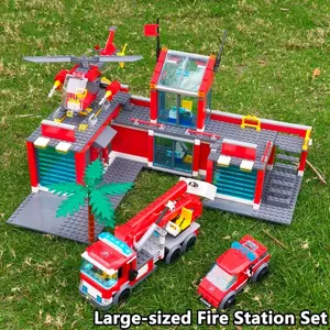 753 Piece Fire Station Building Block Set, Includes Fire Truck & Rescue Car, Kids Educational Assembly Toy, Boys Birthday Gift, Montessori Stem Play