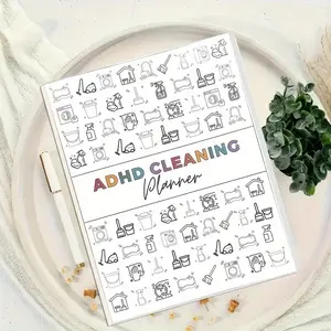Cleaning Planner, Color-coded Sections & Illustrated Icons Daily Weekly Monthly Organizer, Cleaning Schedule Book, Spiral Bound Planner, Planner Notebook