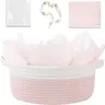 Cotton Rope Woven Storage Basket with Handles, Organization Baskets, Includes Gift Bag and Ribbon, Durable Empty Basket for Pet Supplies, Beauty Products, Holiday Gifts, Toiletries Basket