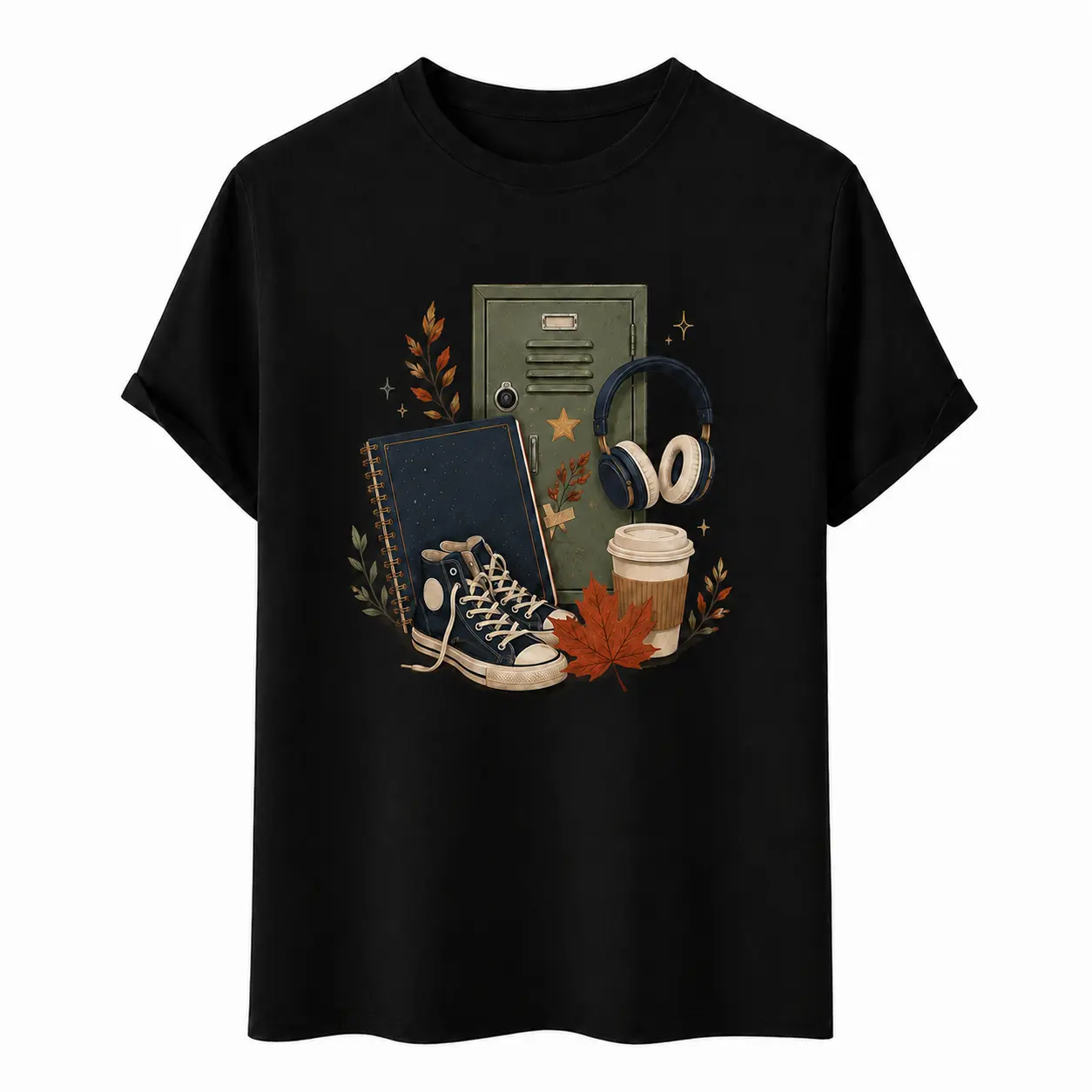 Vintage Back to School Graphic T-Shirt for Women and Men, Autumn Campus Locker Tee for College Students, Teachers and School Staff, First Day Outfit