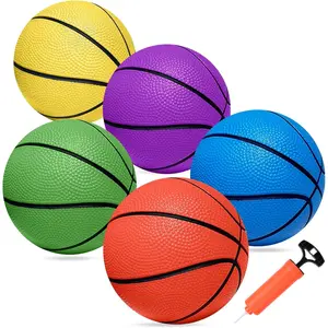 Mini Basketballs, 5 Pack 6" Inch Small Basketball Set with Pump Over The Door Mini Hoop Basketball Replacements Toy Basketball for Toddlers,Kids,Teenagers for Pool Indoors Outdoors