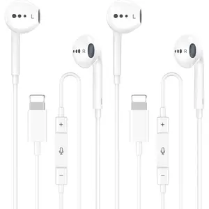 Wired Headphones for iPhone Earbuds with Lightning Connector,2 Packs Built-in Mic & Volume Control HiFi Stereo Nosie Reduction Earphones Compatible with iPhone 14/13/12/11/XR/XS/X/8/7 Support All iOS