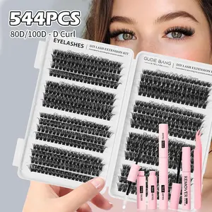 Handmade False Eyelash Extensions, Natural Look with Dense Effect, Non-Toxic D Curl Lashes, Perfect for Home Use, Mixed Length, Makeup