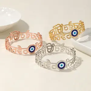 Punjabi Sikhism Devil's Eye Bracelet 18K Stainless Steel Ice Crystal Zirconia Bracelet Gift Unique Symbol Religious Jewelry