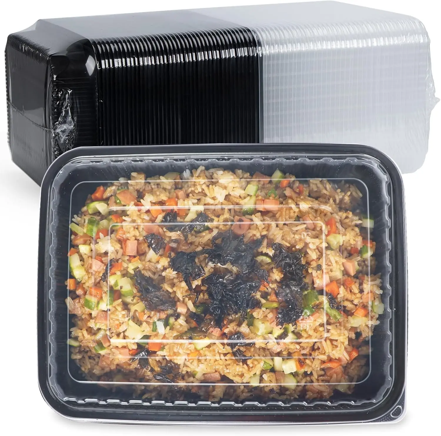 40-Pack 48oz Meal Prep Containers - Shrink Wrap Ready To Use | Large Leakproof Single Compartment To Go Boxes | BPA-Free, Microwave & Freezer Safe | Heavy-Duty Catering & Leftover Storage
