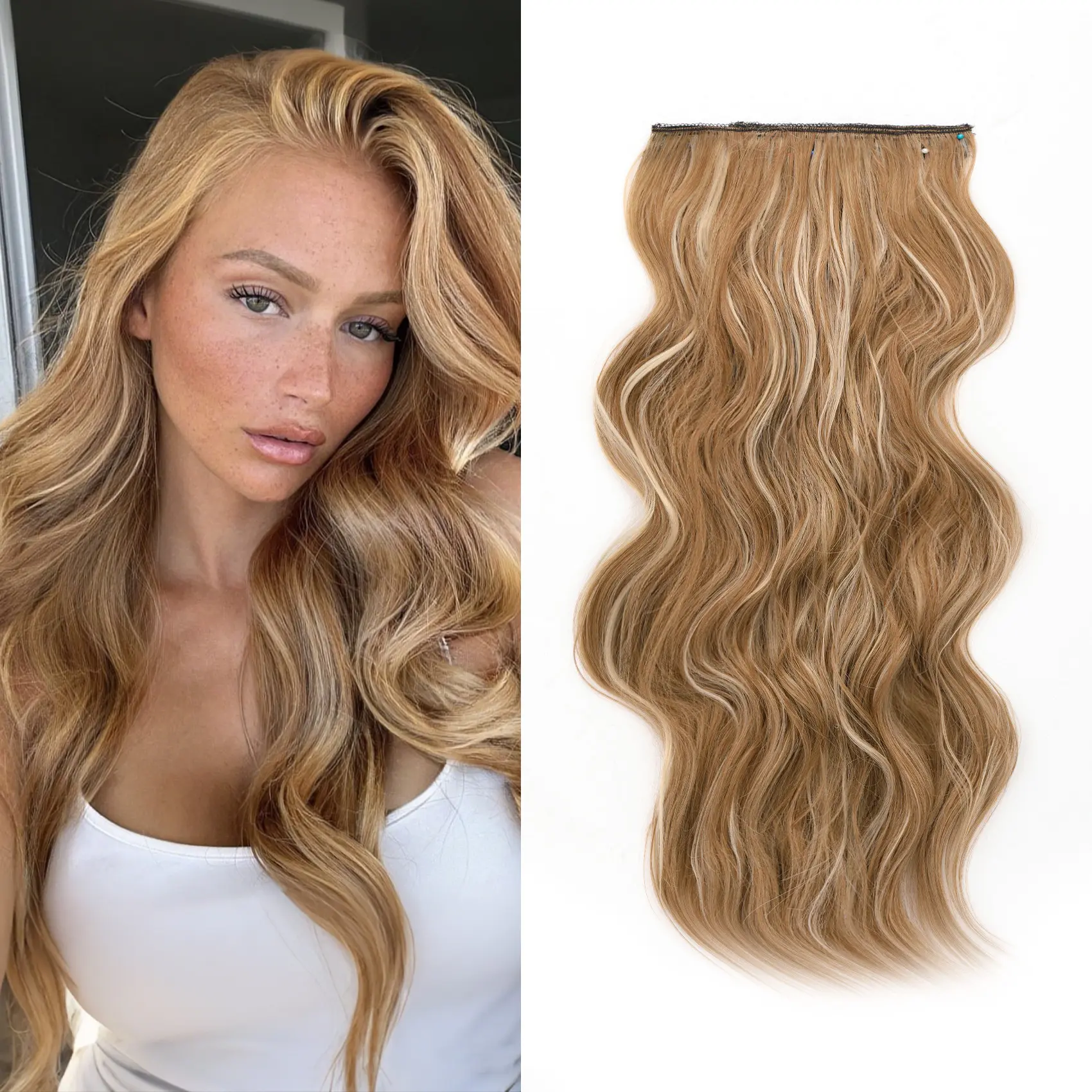 Clip On Brownish Blonde Hairpiece 22 main image 2