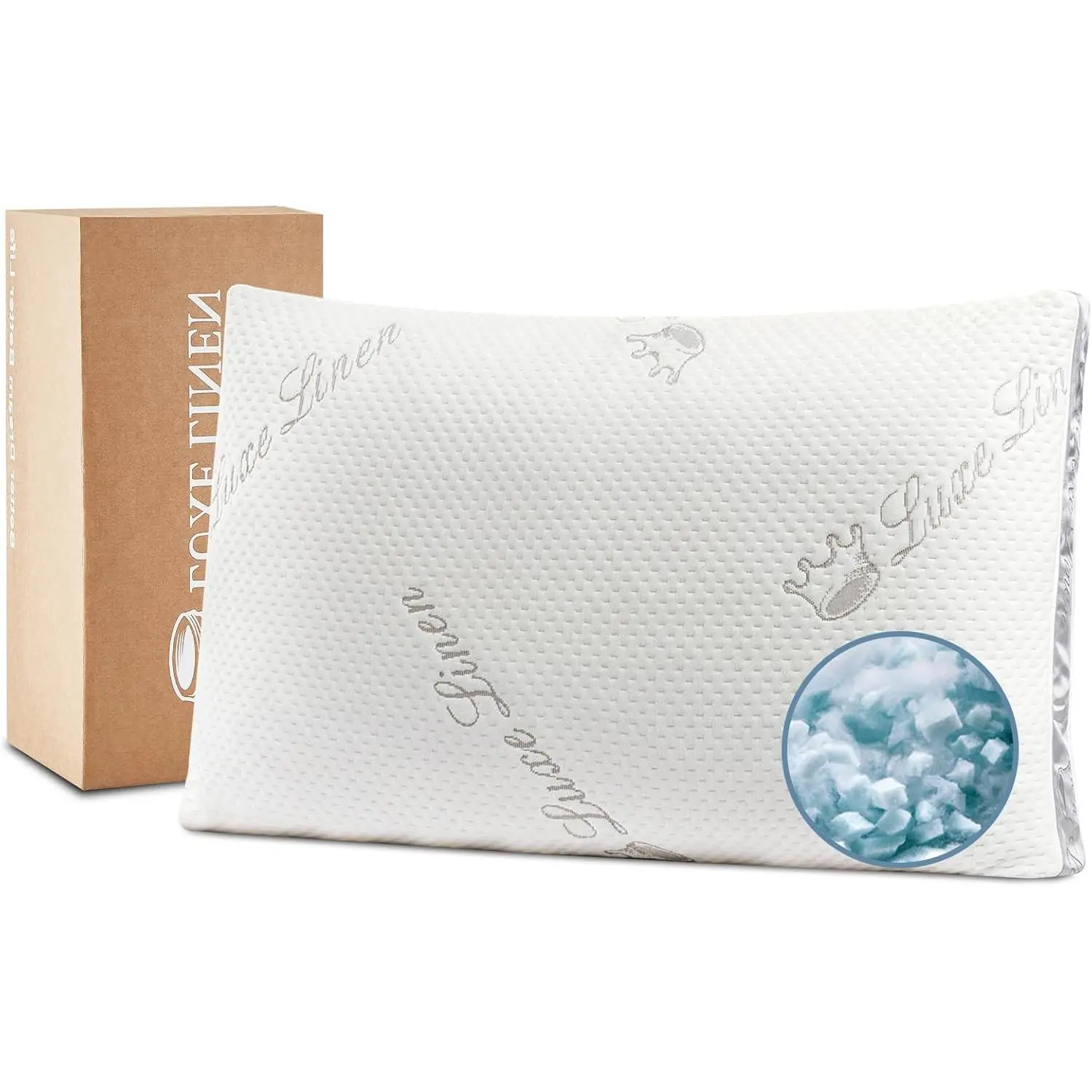 Organic Cotton or Tencel Bed Pillows, Shredded Memory Foam Pillows, Adjustable Bed Pillow for Sleeping, Bed Pillows for Side, Back, Stomach Sleepers