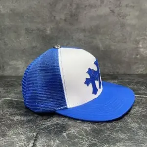 Unisex Adjustable Mesh Trucker Hat Blue White Snapback Cap Streetwear Casual Outdoor Baseball Cap Summer Fashion