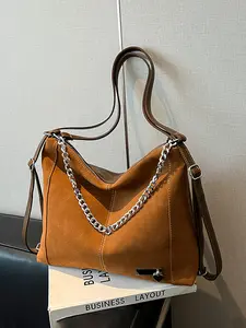 1pc Ladies' crossbody bag, Crossbody handbags, solid color, shoulder bag, hardware chain, Casual messenger bags, simple, suitable for white-collar workers, commuting, dining, Commuter Crossbody Bag